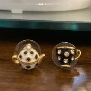 Kate spade mismatched tea pot and tea cup earrings